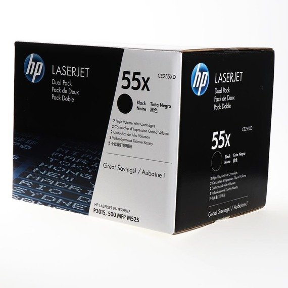 HP Toner Cartridge CE255XD High capacity No. 55X black 2-Pack